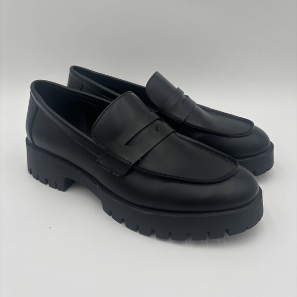 Steve Madden Course Lug Loafer Shoes Slip On Womens Size 10 Goth - Picture 1 of 11